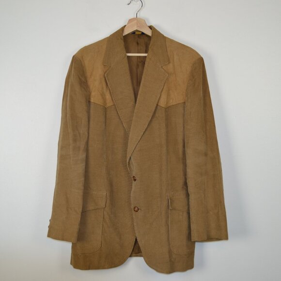 Vintage Corduary Suede Elbow Shoulder Patch Cowboy Penwestermer Mens 46L Blazer